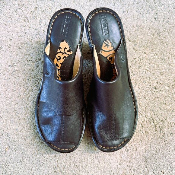 BORN WOMEN'S BLACK LEATHER HEEL SLIP-ON COMFORT SHOES SIZE 6 - Picture 16 of 16